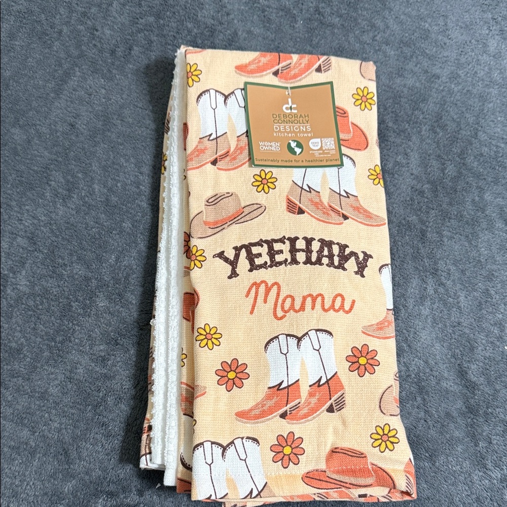 Yeehaw Mama Kitchen Towel - Cream and Brown